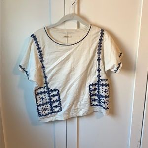 Madewell Tops - Madewell XS White and blue shirt Madewell Tops - Madewell XS White and blue shirt
